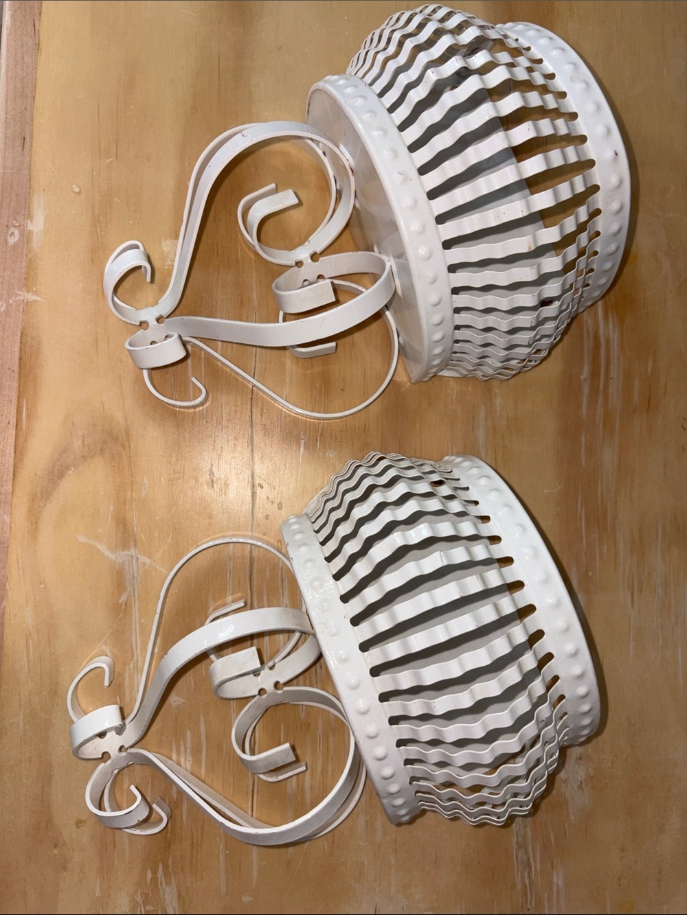White Decorative Metal Wall Hook Sconces - Set of 2